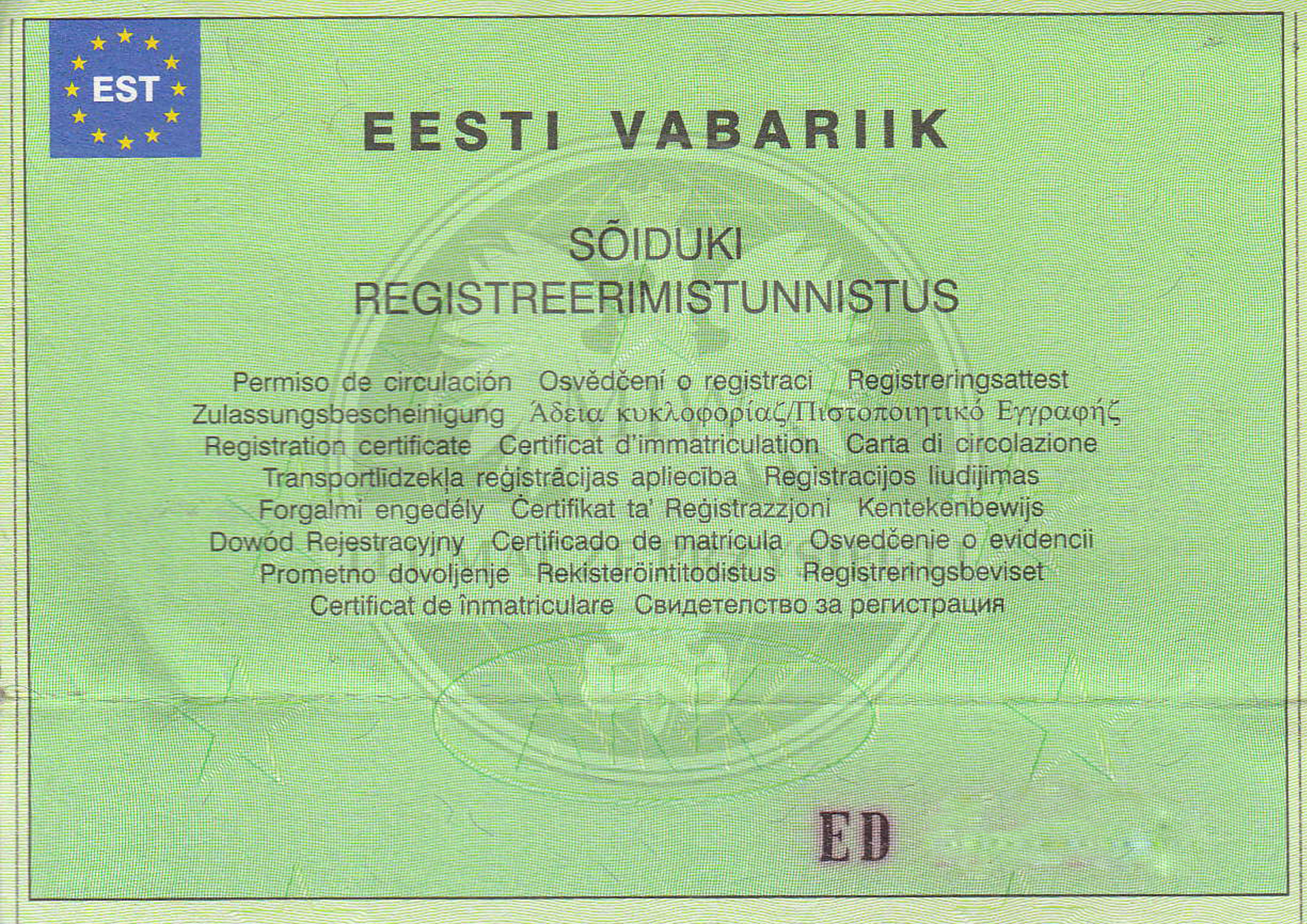 Dokumenty samochodowe z Estonii